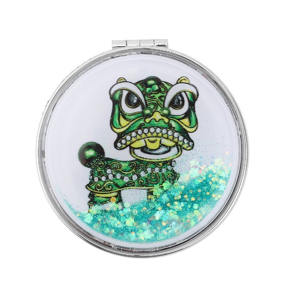 Enameled Dragon Mirror in Silvertone